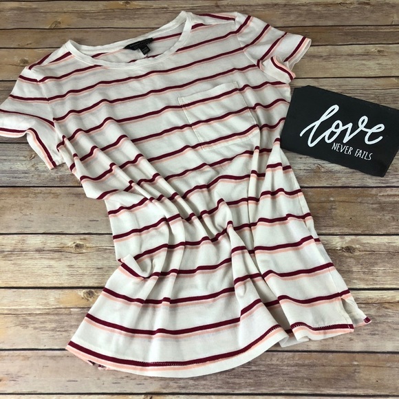 Banana Republic Tops - Banana Republic Burgundy & Pink Stripe Tee